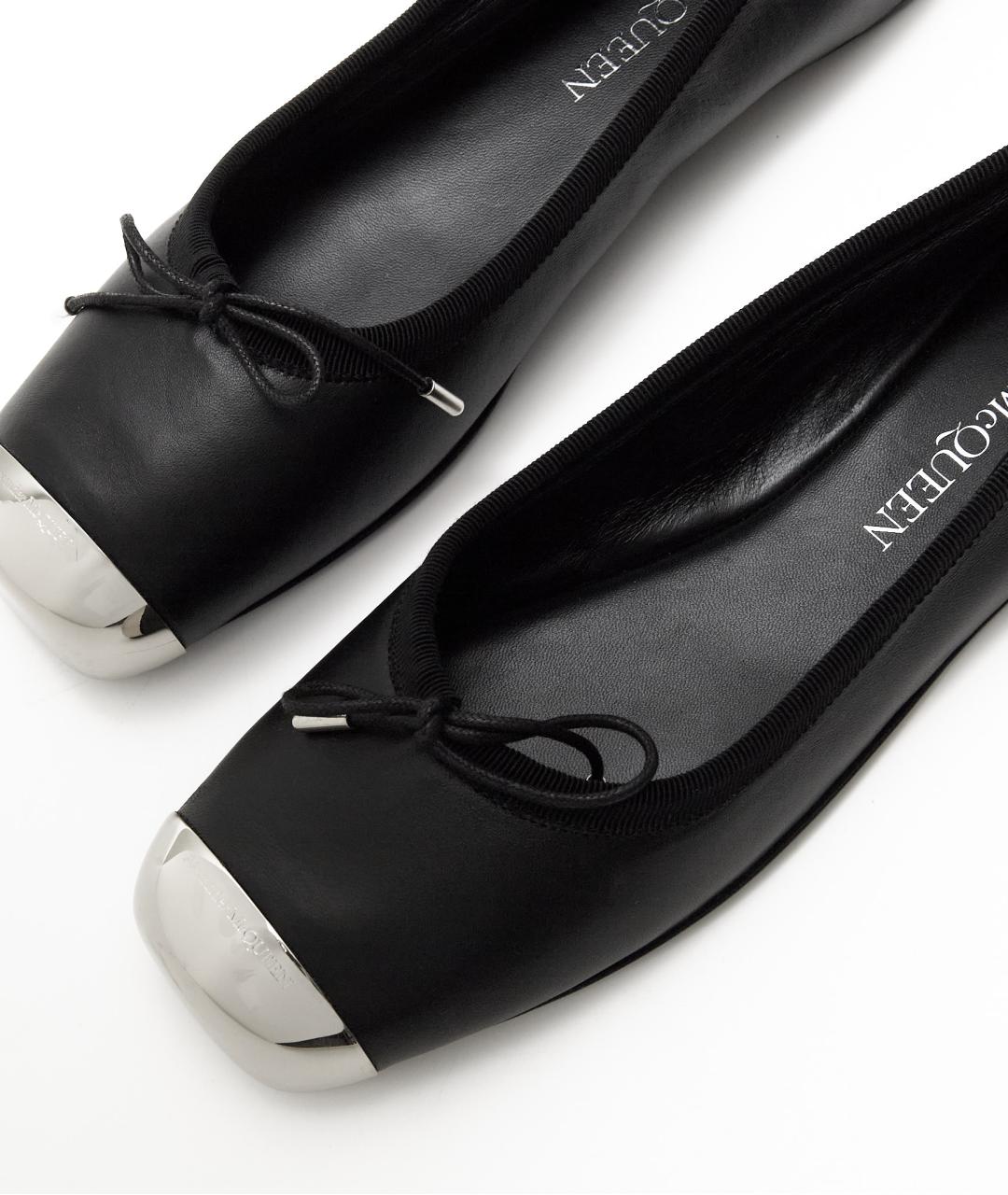 ALEXANDER MCQUEEN Черные кожаные балетки, фото 4