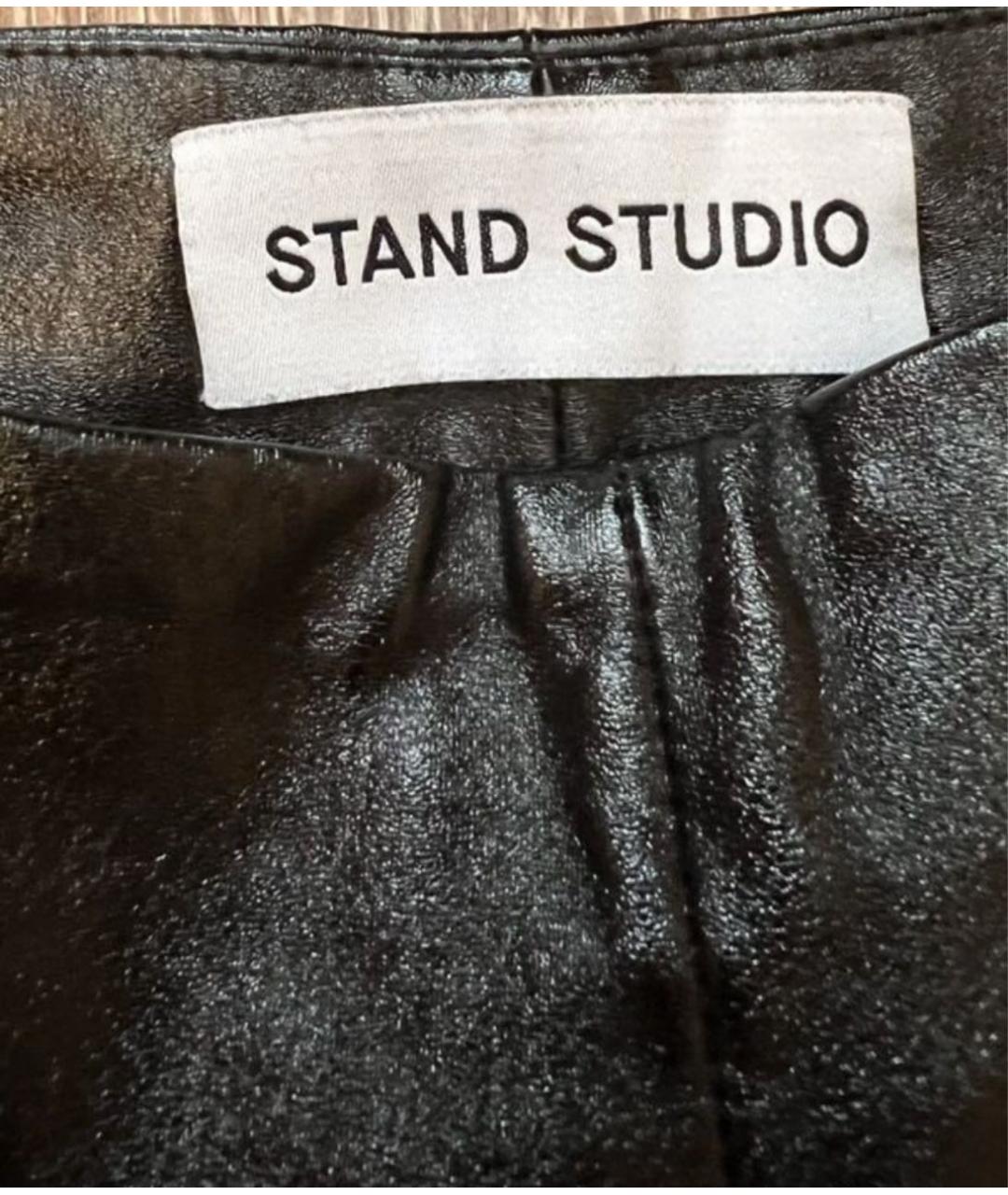 STAND STUDIO Черные полиэстеровые брюки узкие, фото 3