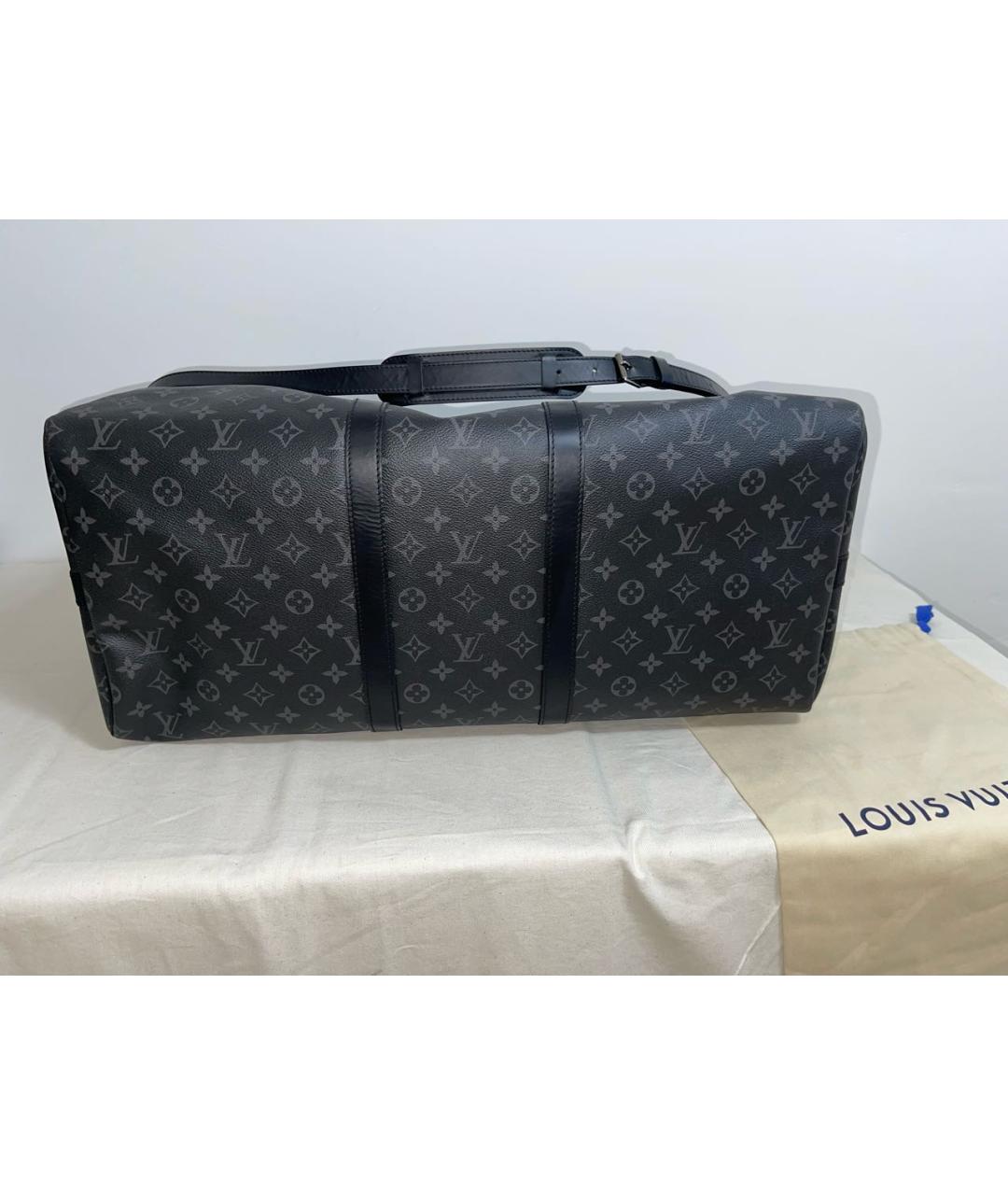 LOUIS VUITTON Антрацитовая кожаная дорожная/спортивная сумка, фото 3