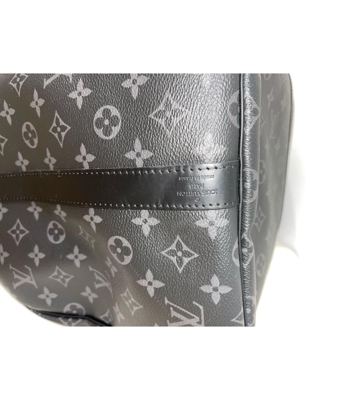 LOUIS VUITTON Антрацитовая кожаная дорожная/спортивная сумка, фото 5