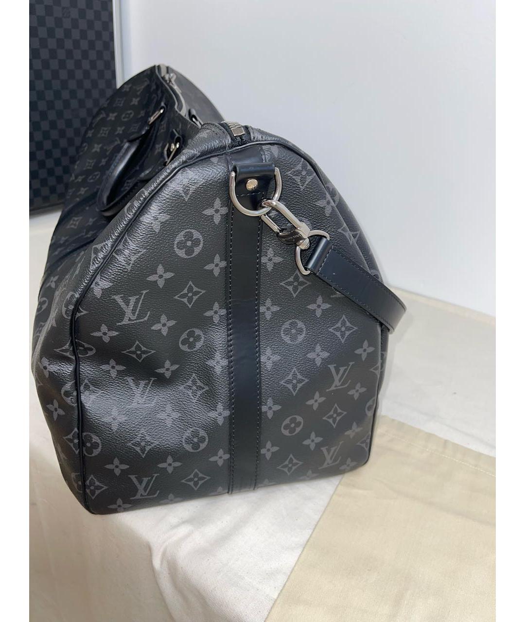 LOUIS VUITTON Антрацитовая кожаная дорожная/спортивная сумка, фото 2