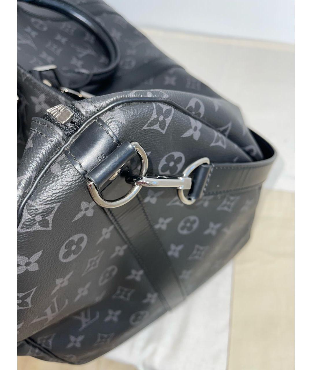 LOUIS VUITTON Антрацитовая кожаная дорожная/спортивная сумка, фото 7