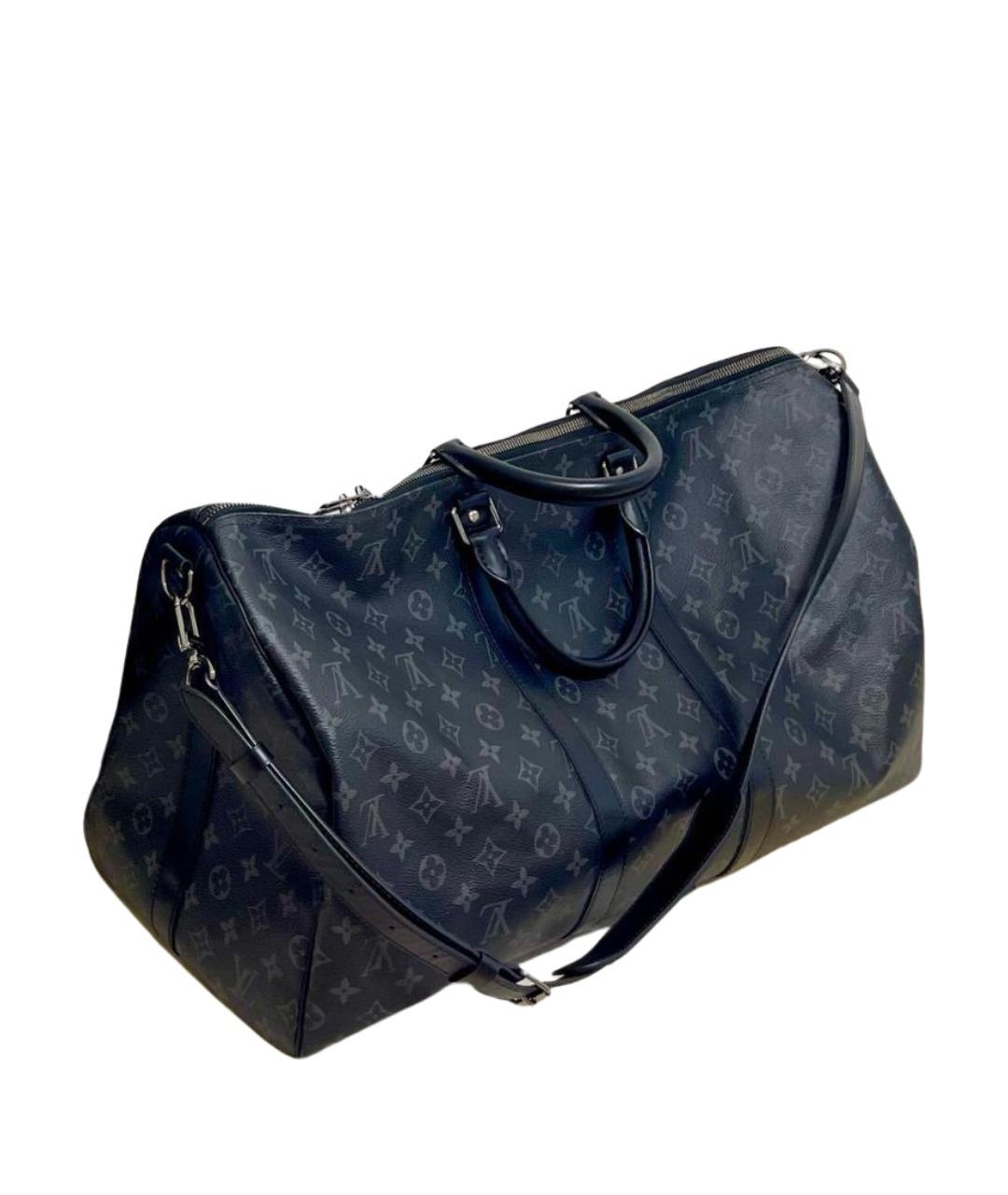 LOUIS VUITTON Антрацитовая кожаная дорожная/спортивная сумка, фото 1