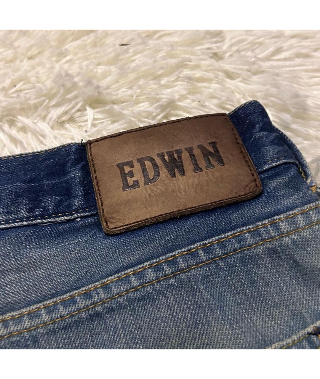 EDWIN Голубые хлопковые прямые джинсы, фото 6