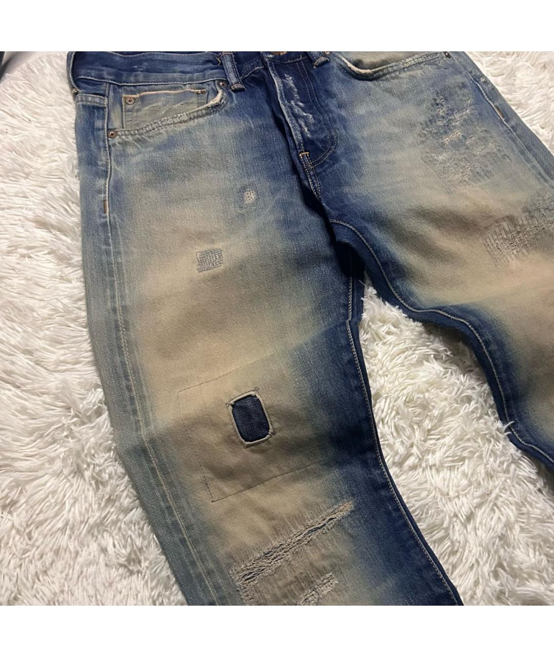 EDWIN Голубые хлопковые прямые джинсы, фото 3