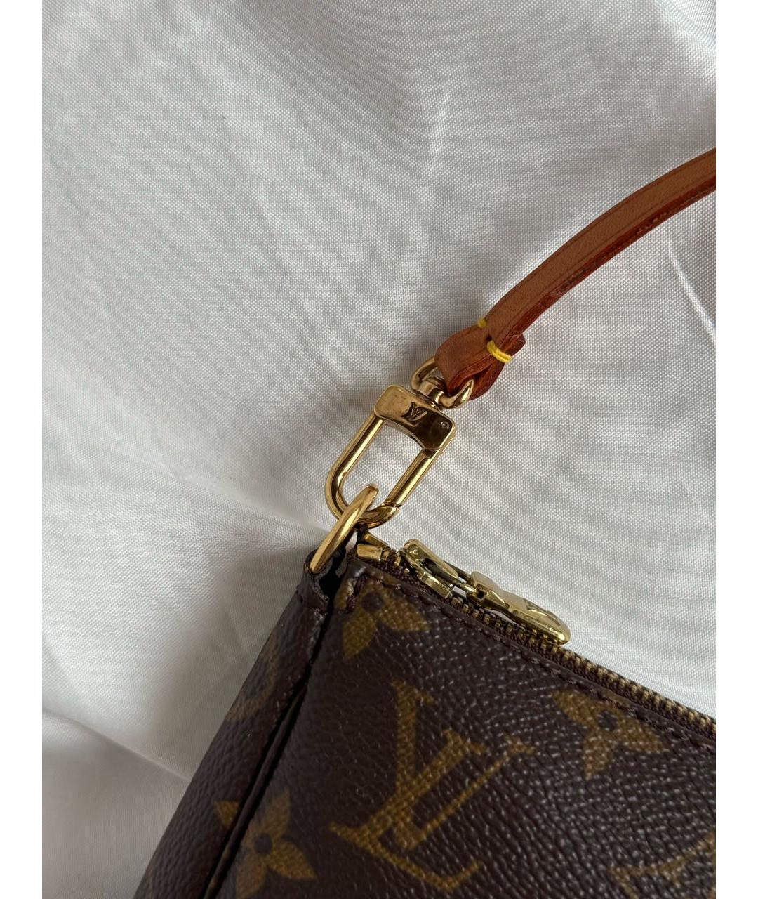 LOUIS VUITTON Коричневая кожаная сумка с короткими ручками, фото 5