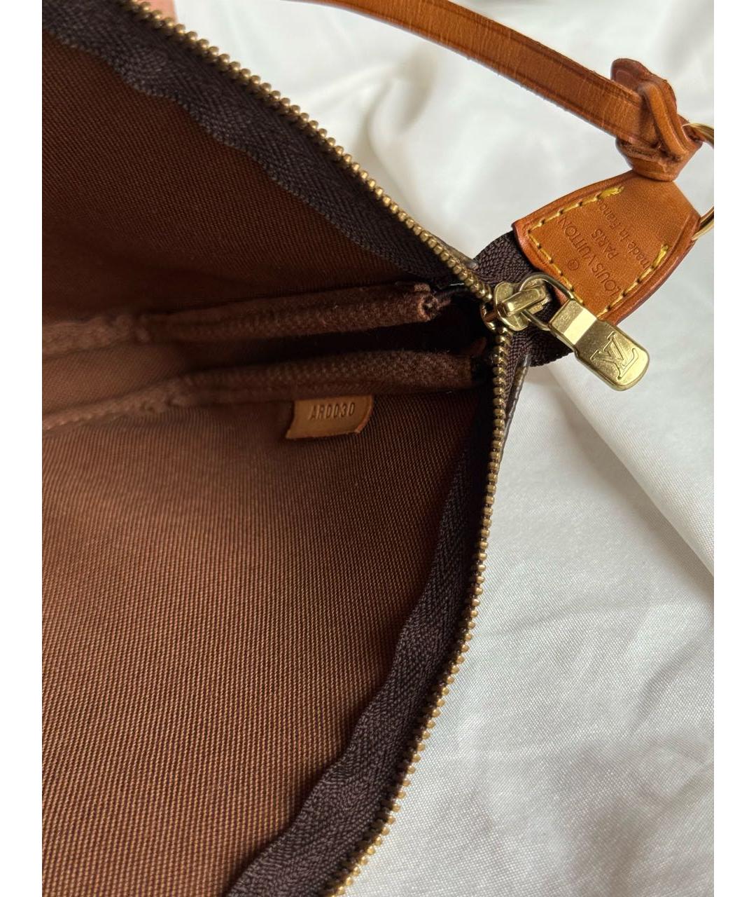 LOUIS VUITTON Коричневая кожаная сумка с короткими ручками, фото 8