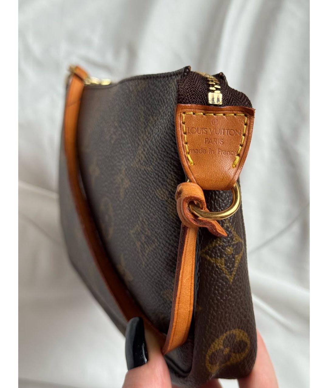 LOUIS VUITTON Коричневая кожаная сумка с короткими ручками, фото 3