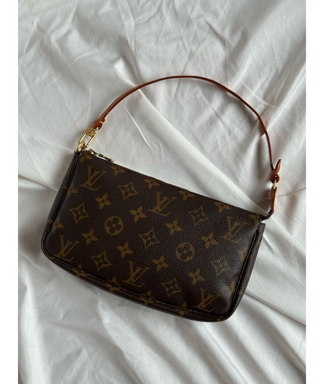 LOUIS VUITTON Коричневая кожаная сумка с короткими ручками, фото 9