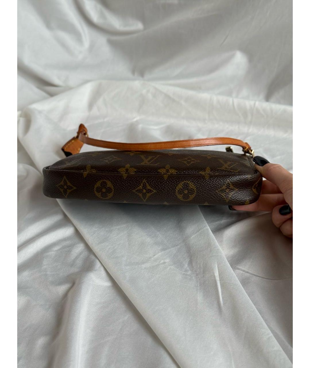 LOUIS VUITTON Коричневая кожаная сумка с короткими ручками, фото 7