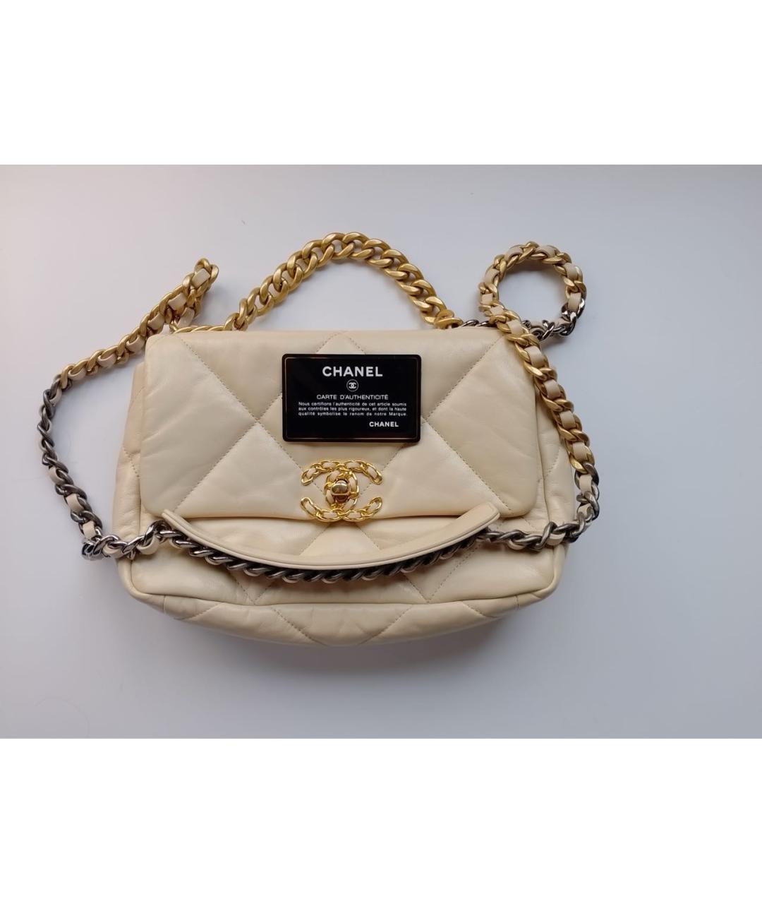 CHANEL Бежевая кожаная сумка через плечо, фото 6