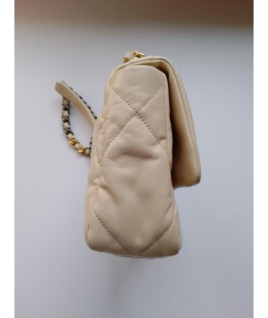 CHANEL Бежевая кожаная сумка через плечо, фото 8