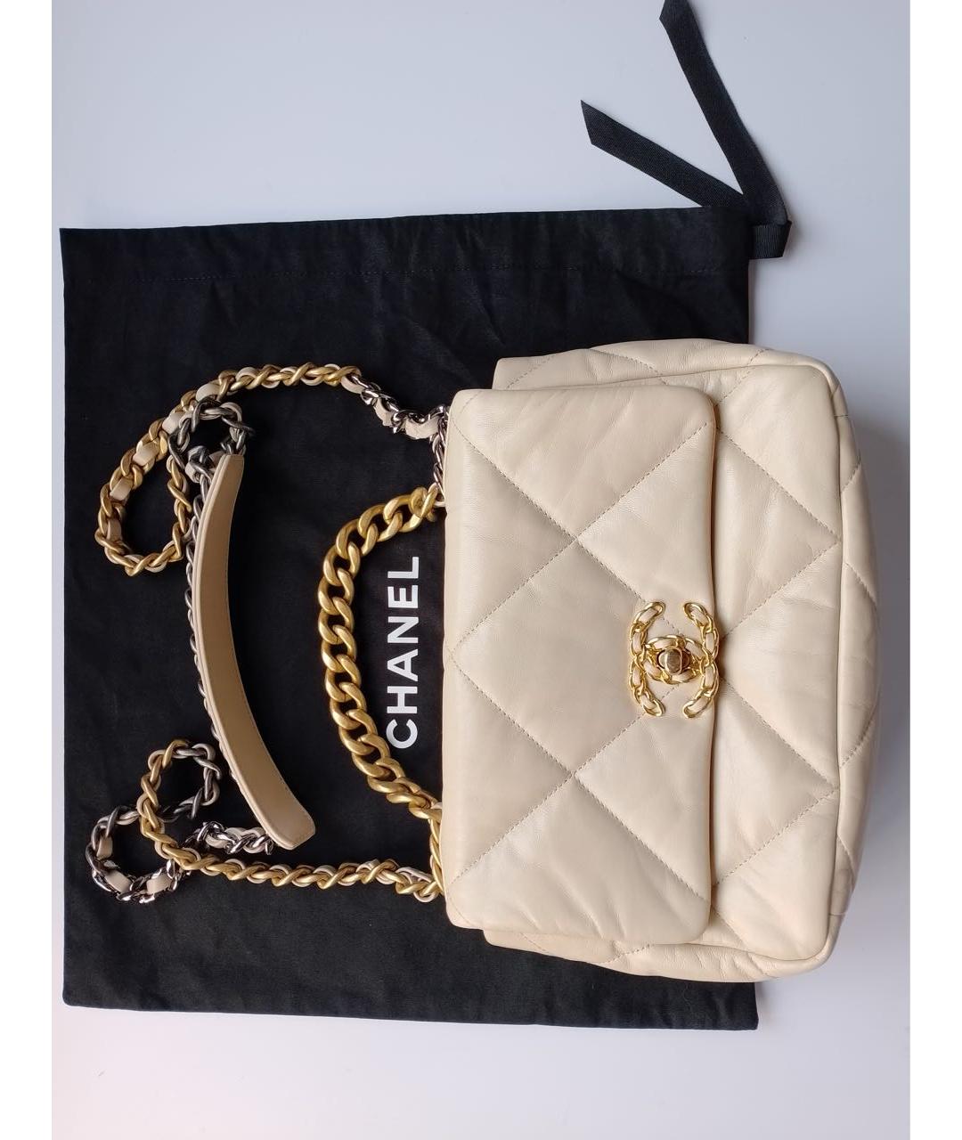 CHANEL Бежевая кожаная сумка через плечо, фото 2