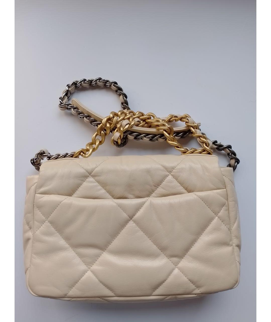 CHANEL Бежевая кожаная сумка через плечо, фото 4