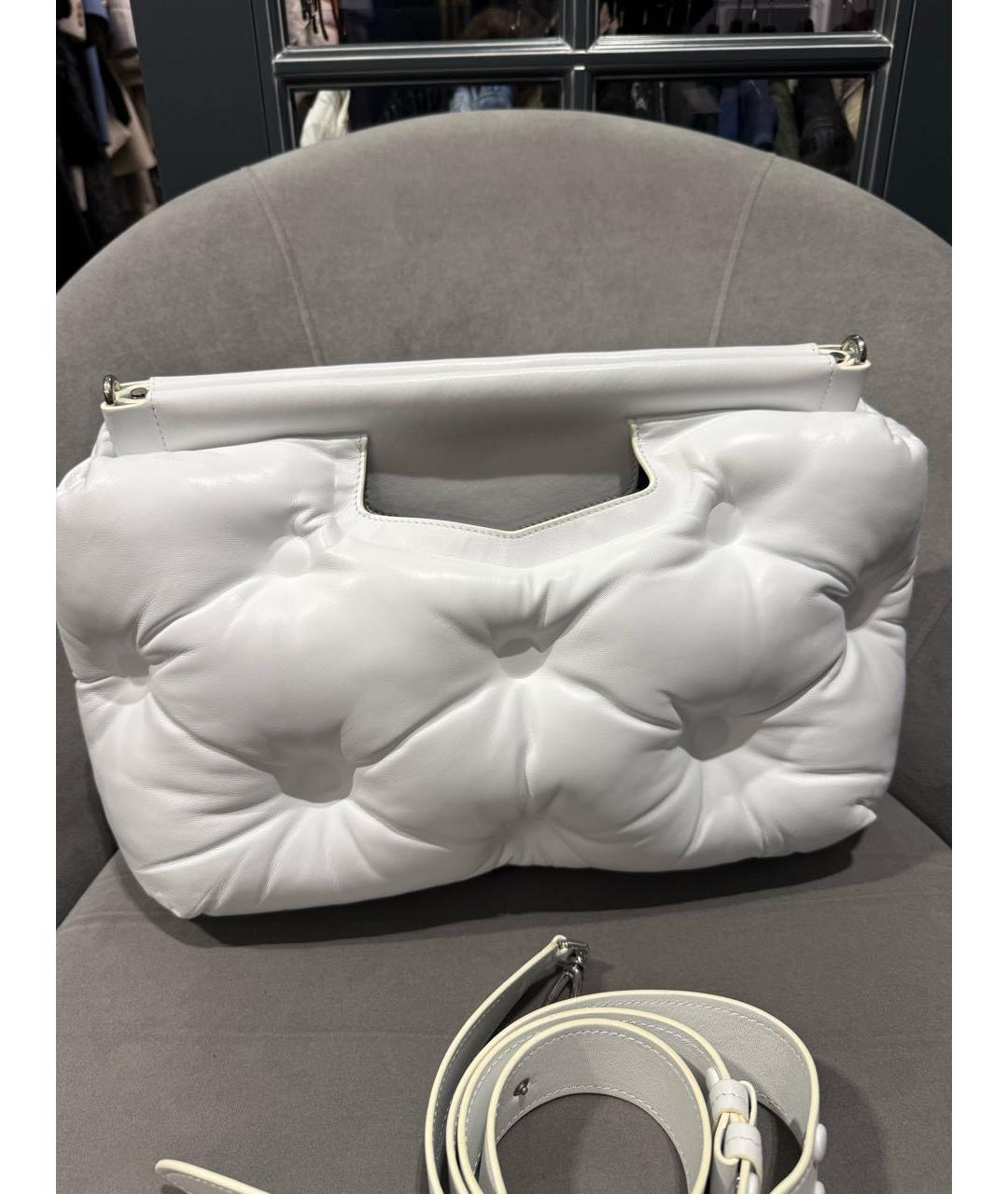 MAISON MARGIELA Белая кожаная сумка через плечо, фото 6