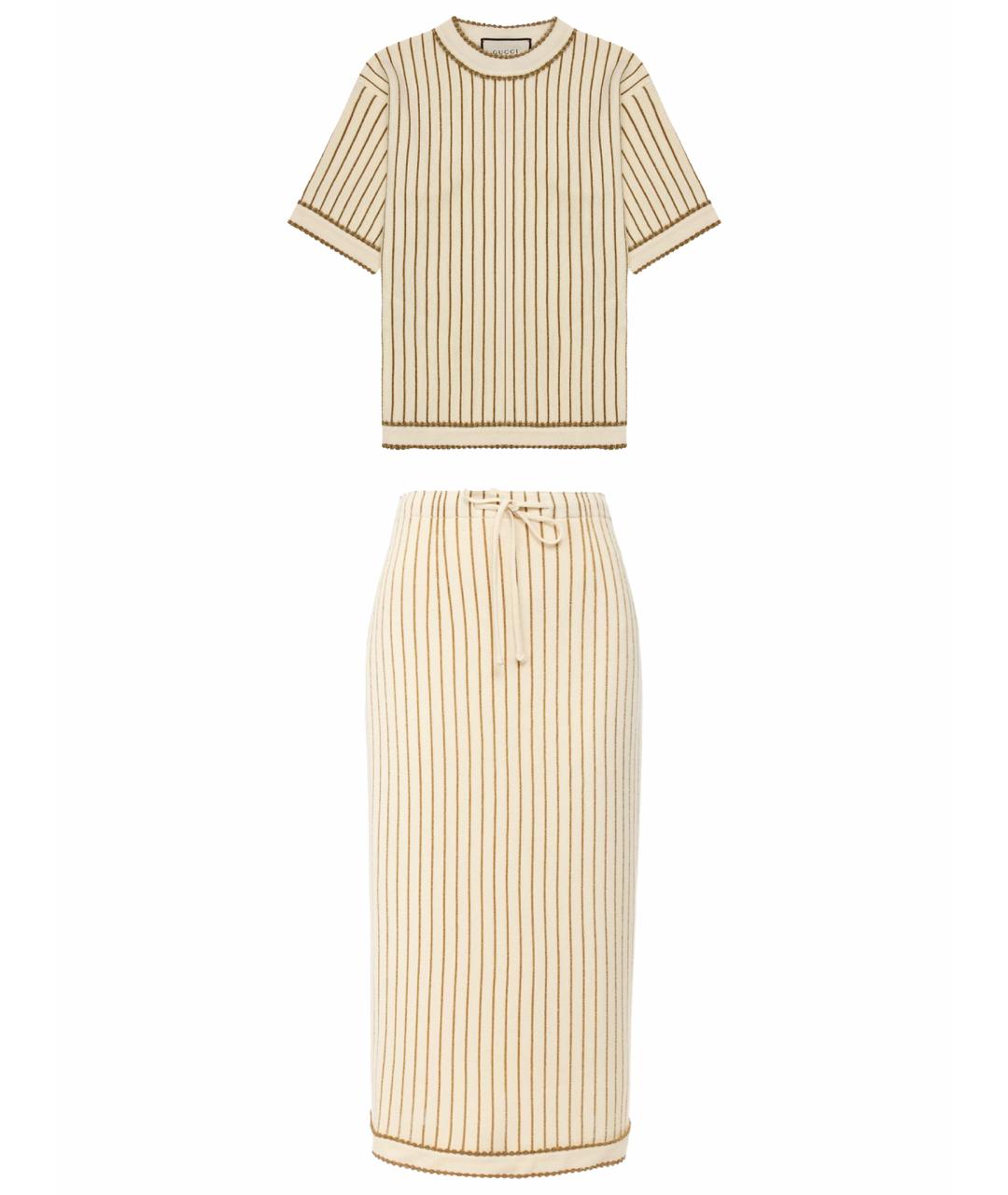 GUCCI Бежевый шерстяной костюм с юбками, фото 1