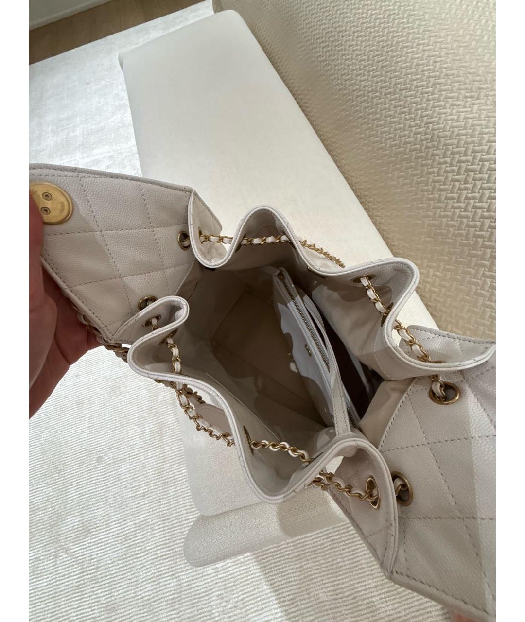 CHANEL Белая кожаная сумка через плечо, фото 4