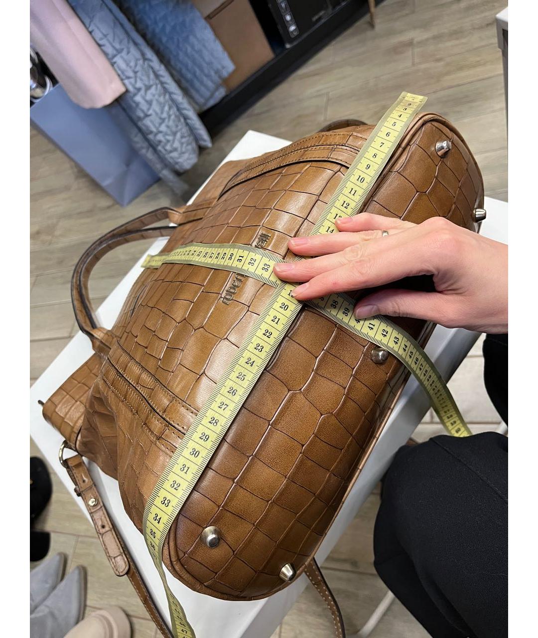 ROBERTO CAVALLI Коричневая кожаная сумка тоут, фото 4