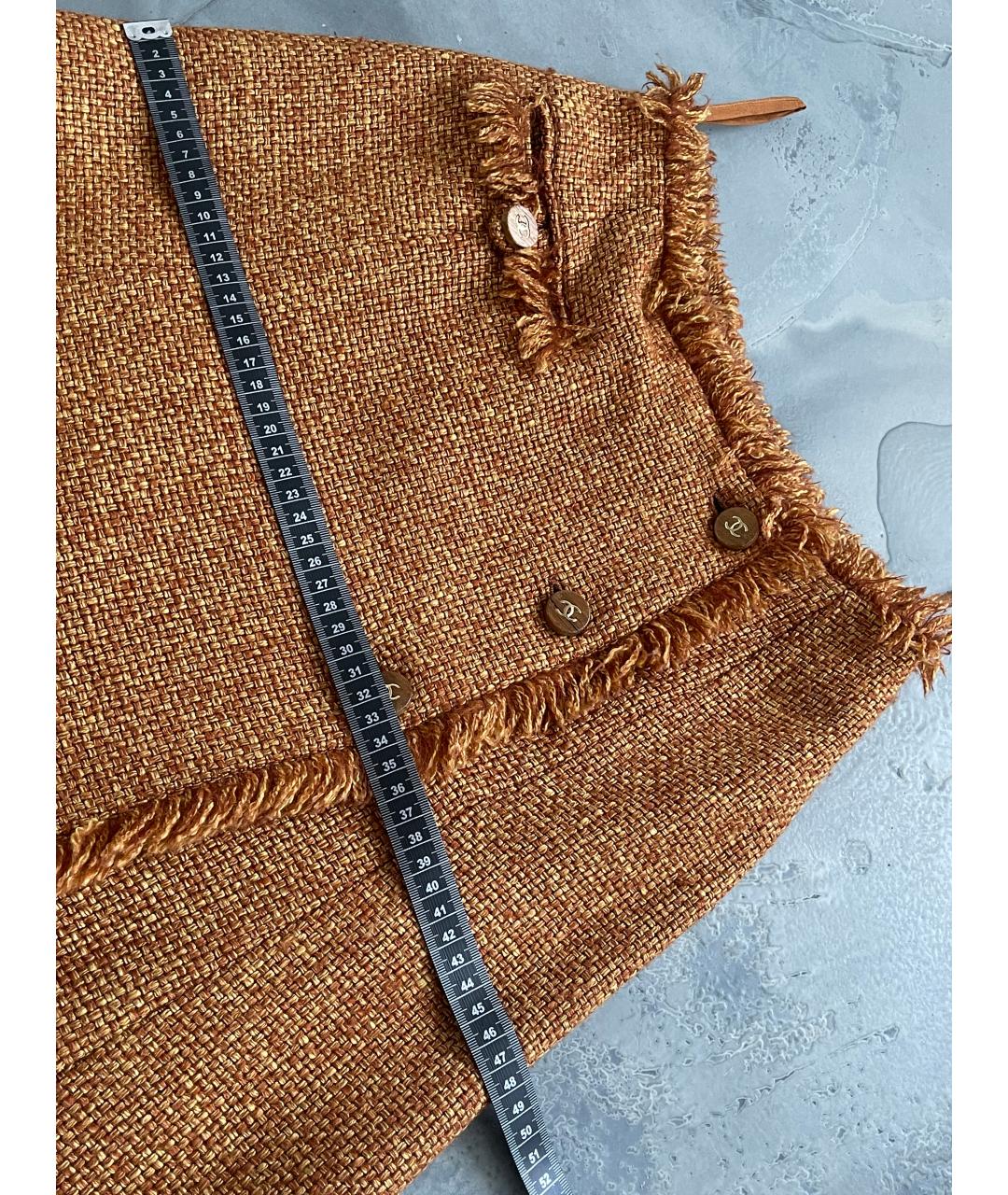 CHANEL Оранжевая шерстяная юбка миди, фото 9