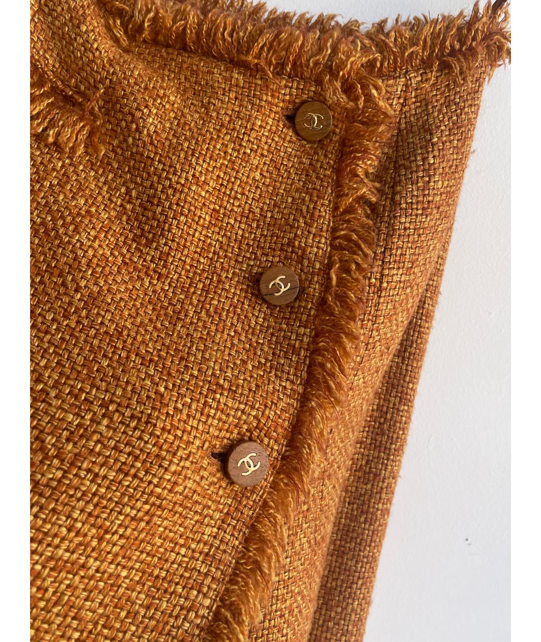 CHANEL Оранжевая шерстяная юбка миди, фото 3