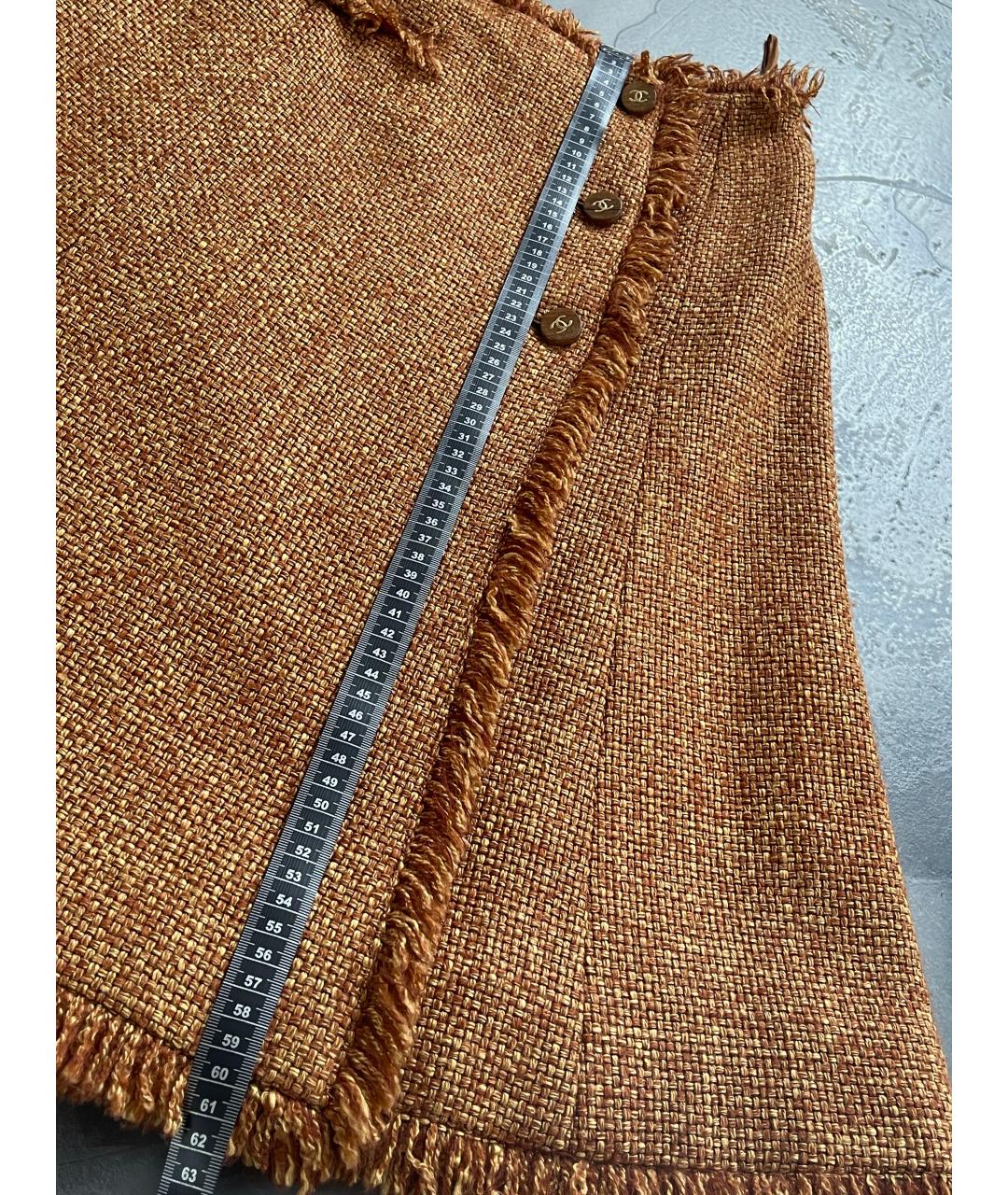 CHANEL Оранжевая шерстяная юбка миди, фото 7