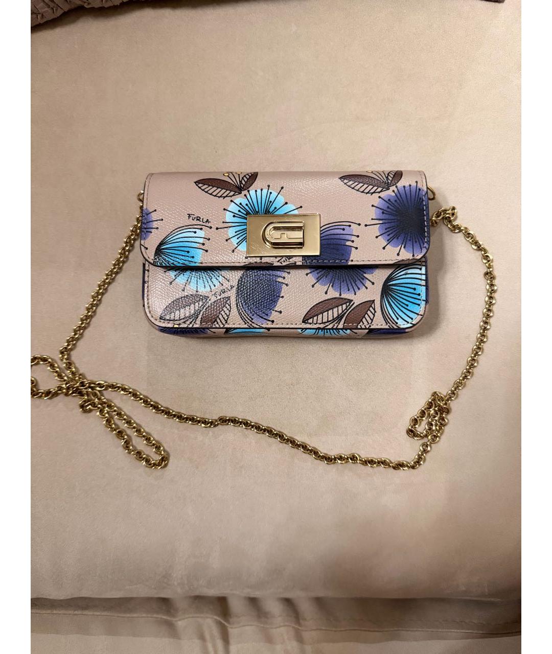 FURLA Бежевая кожаная сумка через плечо, фото 6