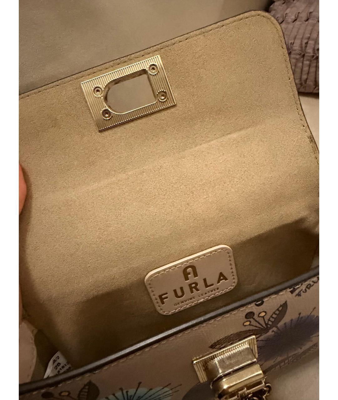 FURLA Бежевая кожаная сумка через плечо, фото 4