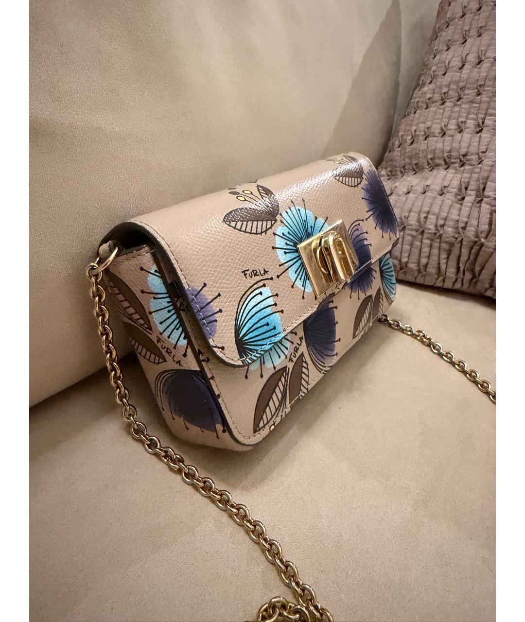 FURLA Бежевая кожаная сумка через плечо, фото 2