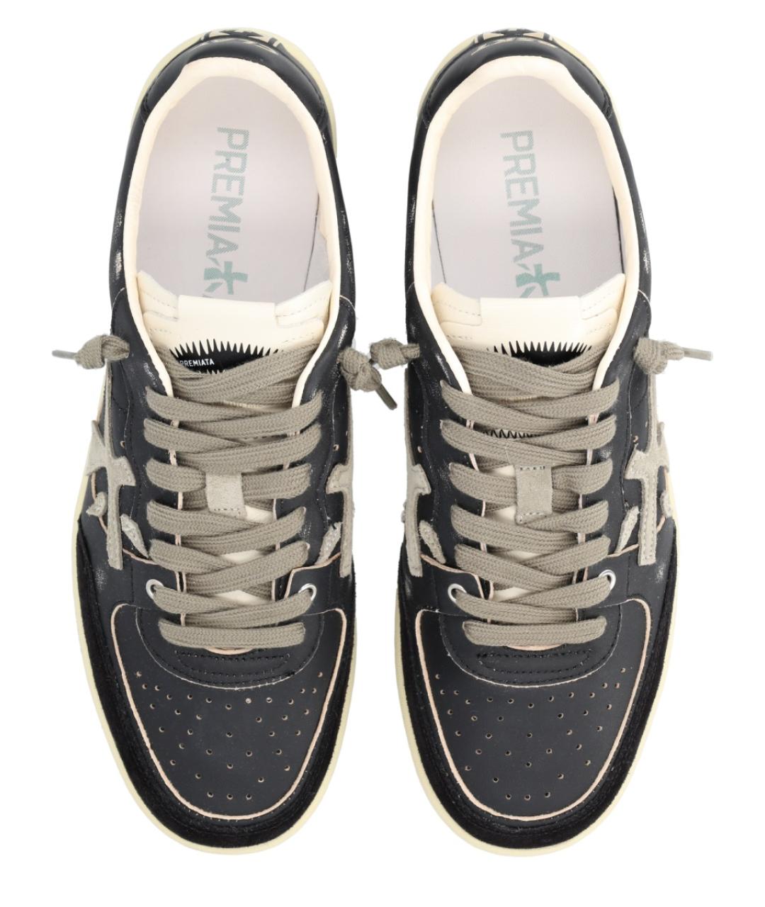 PREMIATA Черные кожаные низкие кроссовки / кеды, фото 5
