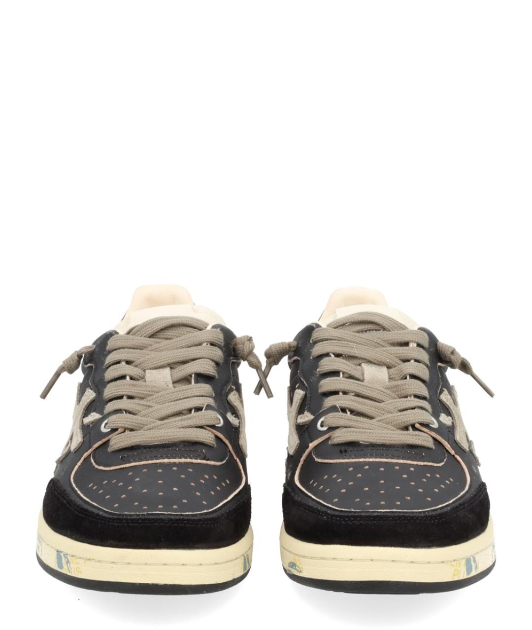 PREMIATA Черные кожаные низкие кроссовки / кеды, фото 3