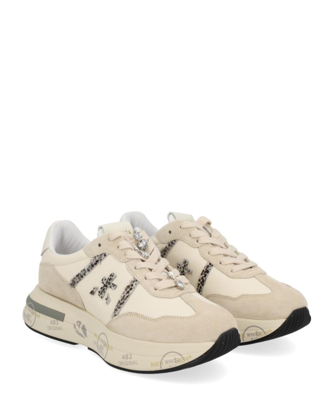 PREMIATA Бежевые текстильные кроссовки, фото 2