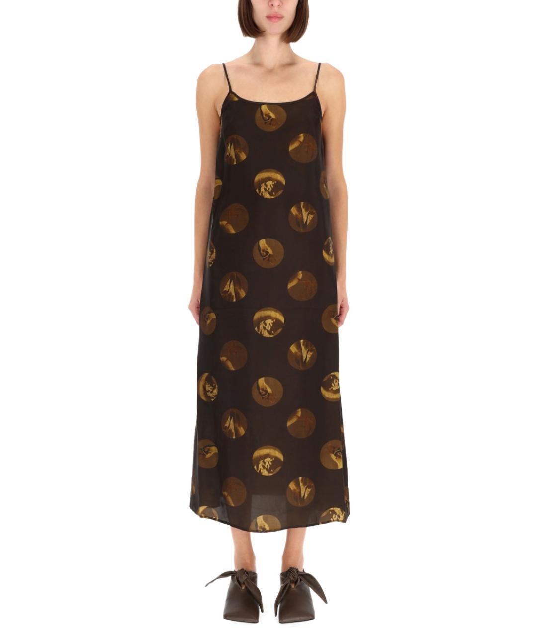 UMA WANG Коричневое вискозное повседневное платье, фото 4