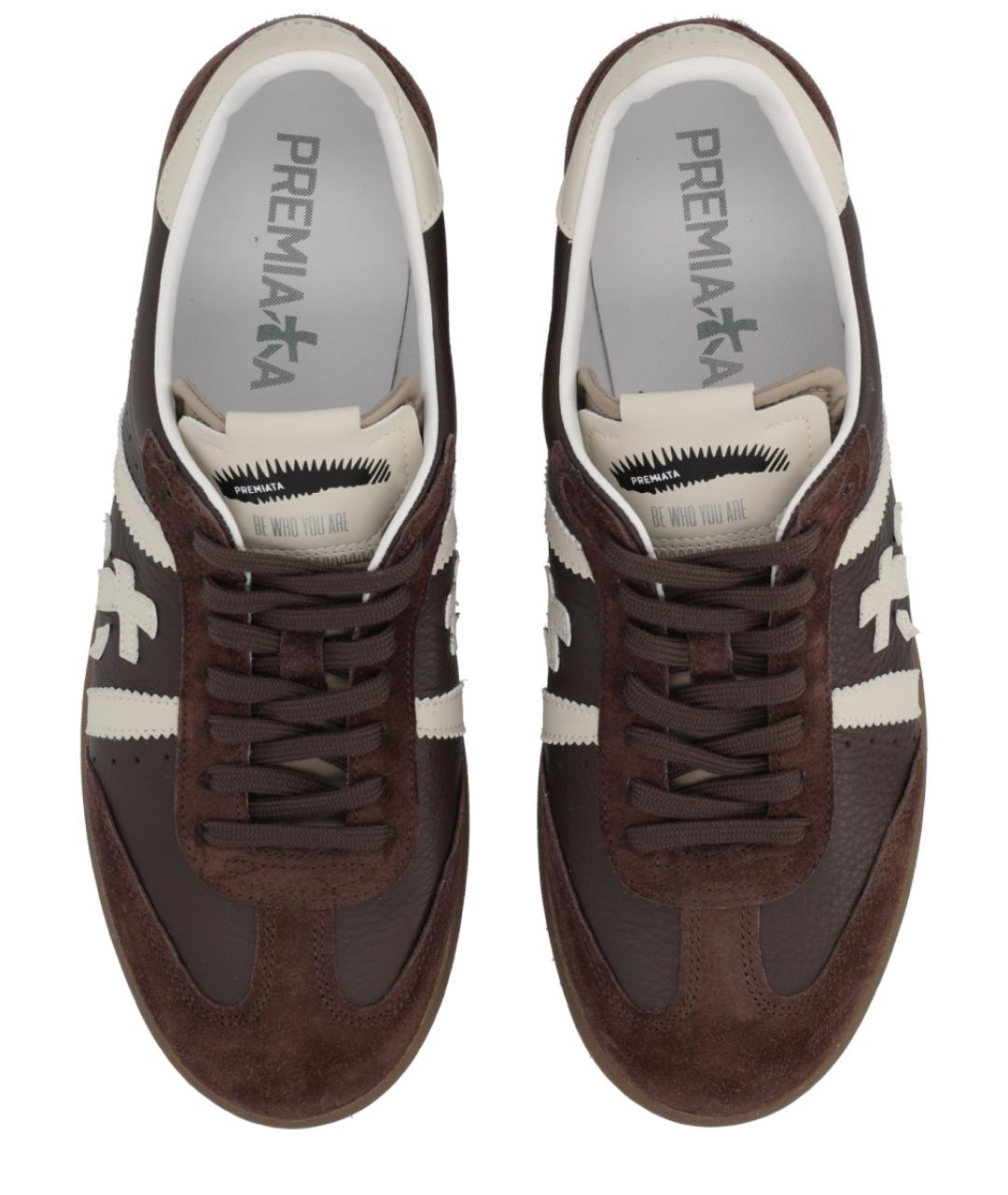 PREMIATA Коричневые кожаные низкие кроссовки / кеды, фото 5