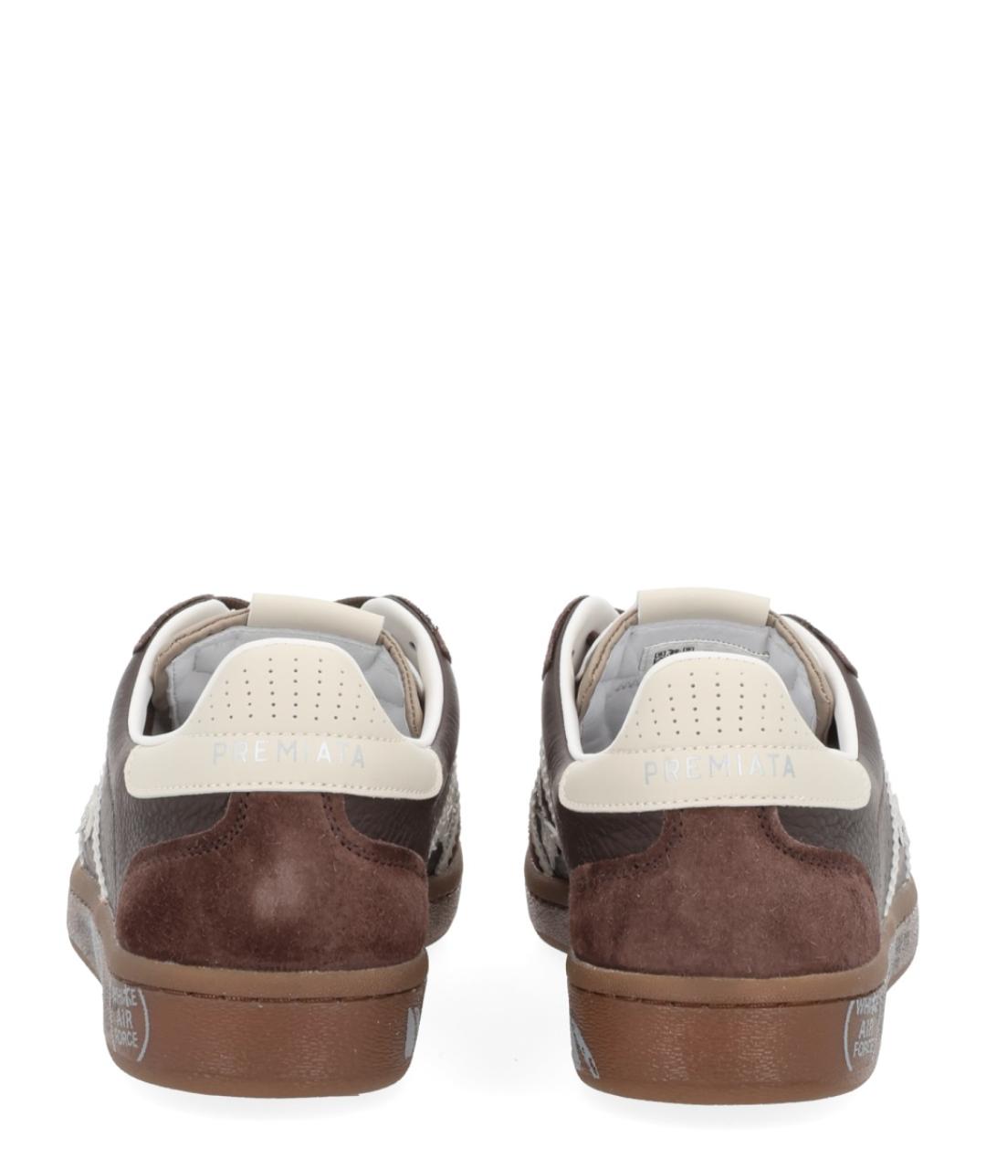PREMIATA Коричневые кожаные низкие кроссовки / кеды, фото 4