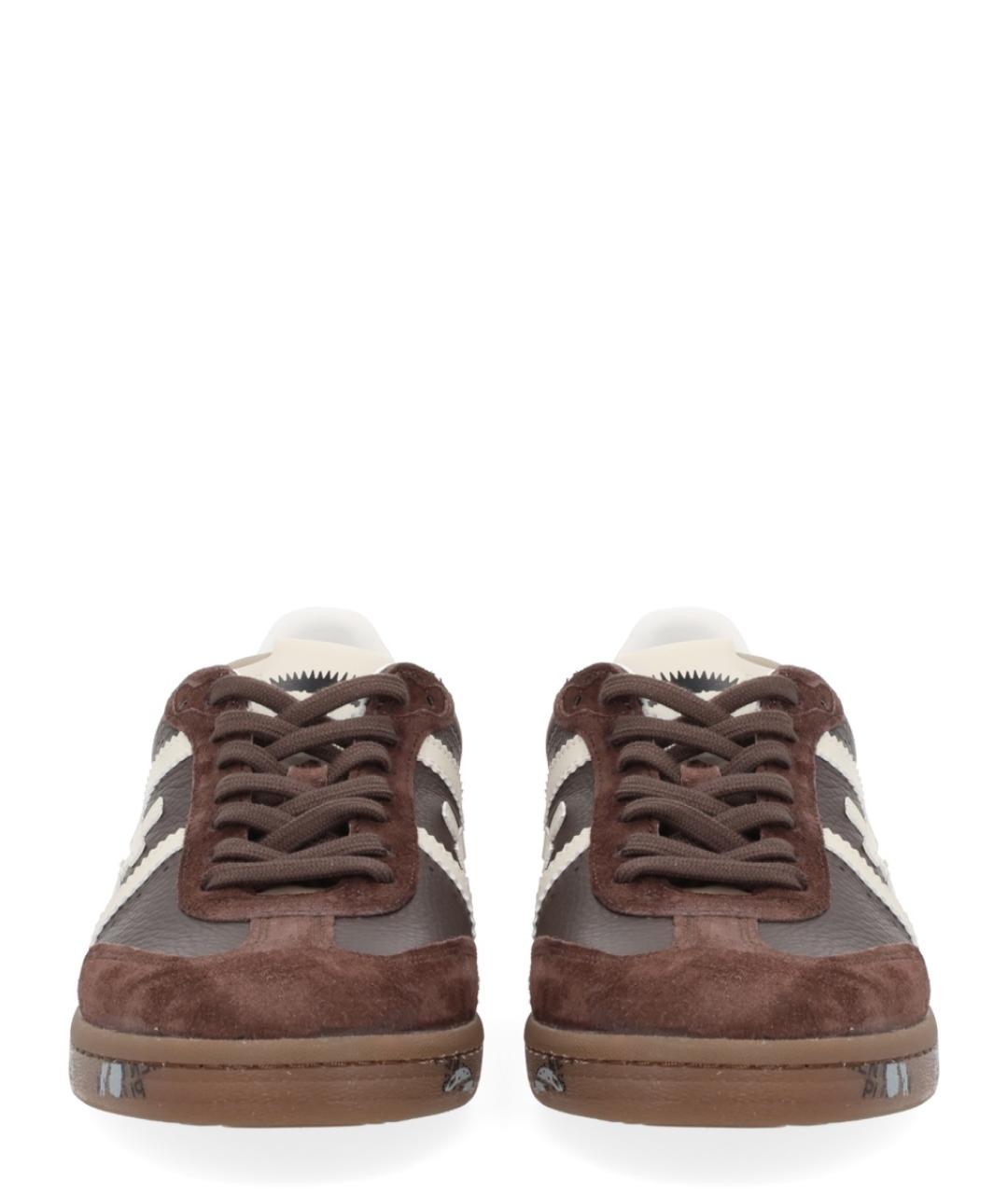 PREMIATA Коричневые кожаные низкие кроссовки / кеды, фото 3