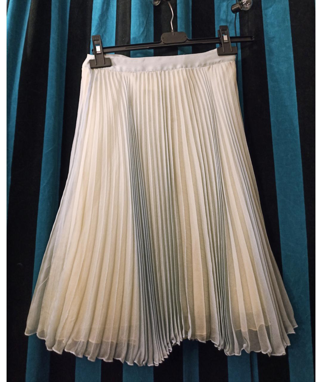 BLUGIRL Голубая шелковая юбка миди, фото 3