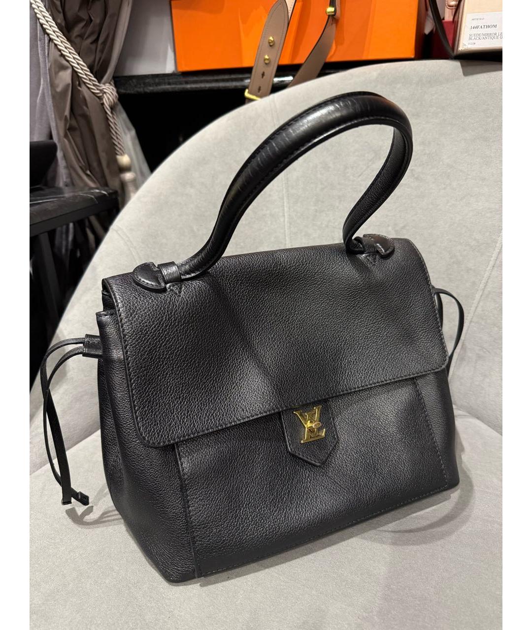 LOUIS VUITTON Черная кожаная сумка с короткими ручками, фото 2