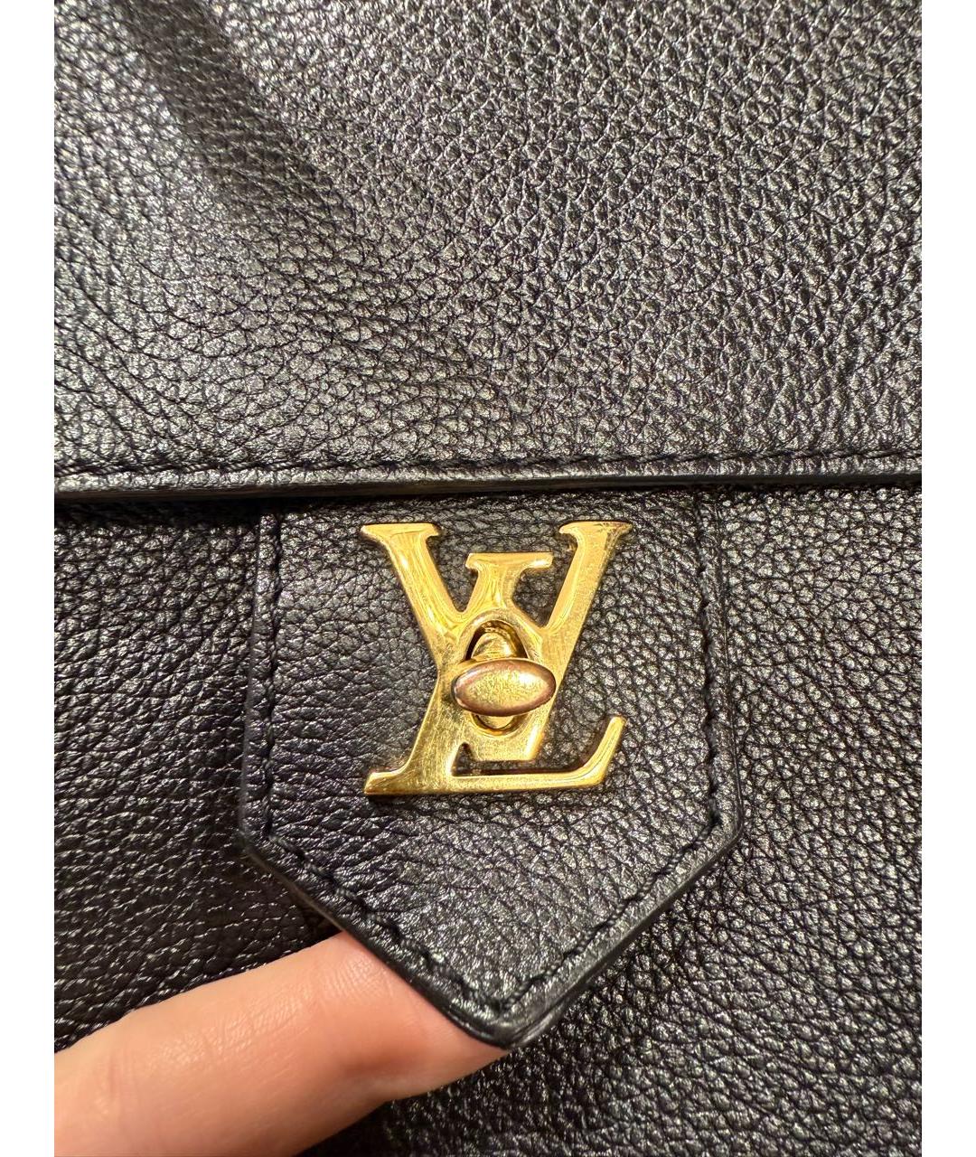 LOUIS VUITTON Черная кожаная сумка с короткими ручками, фото 5