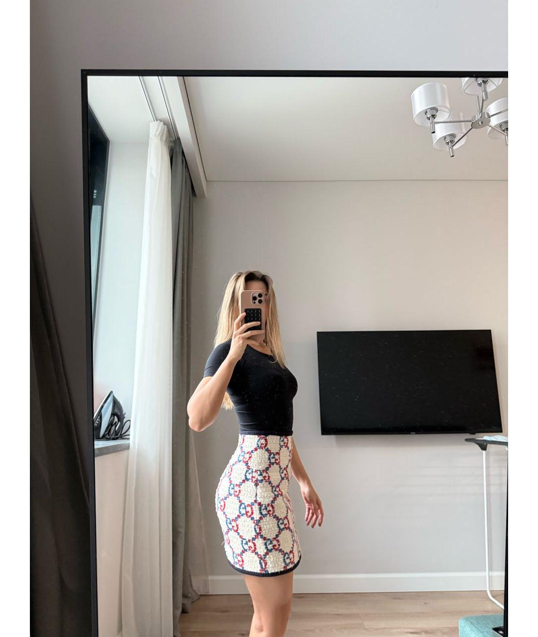 GUCCI Мульти хлопковая юбка мини, фото 6