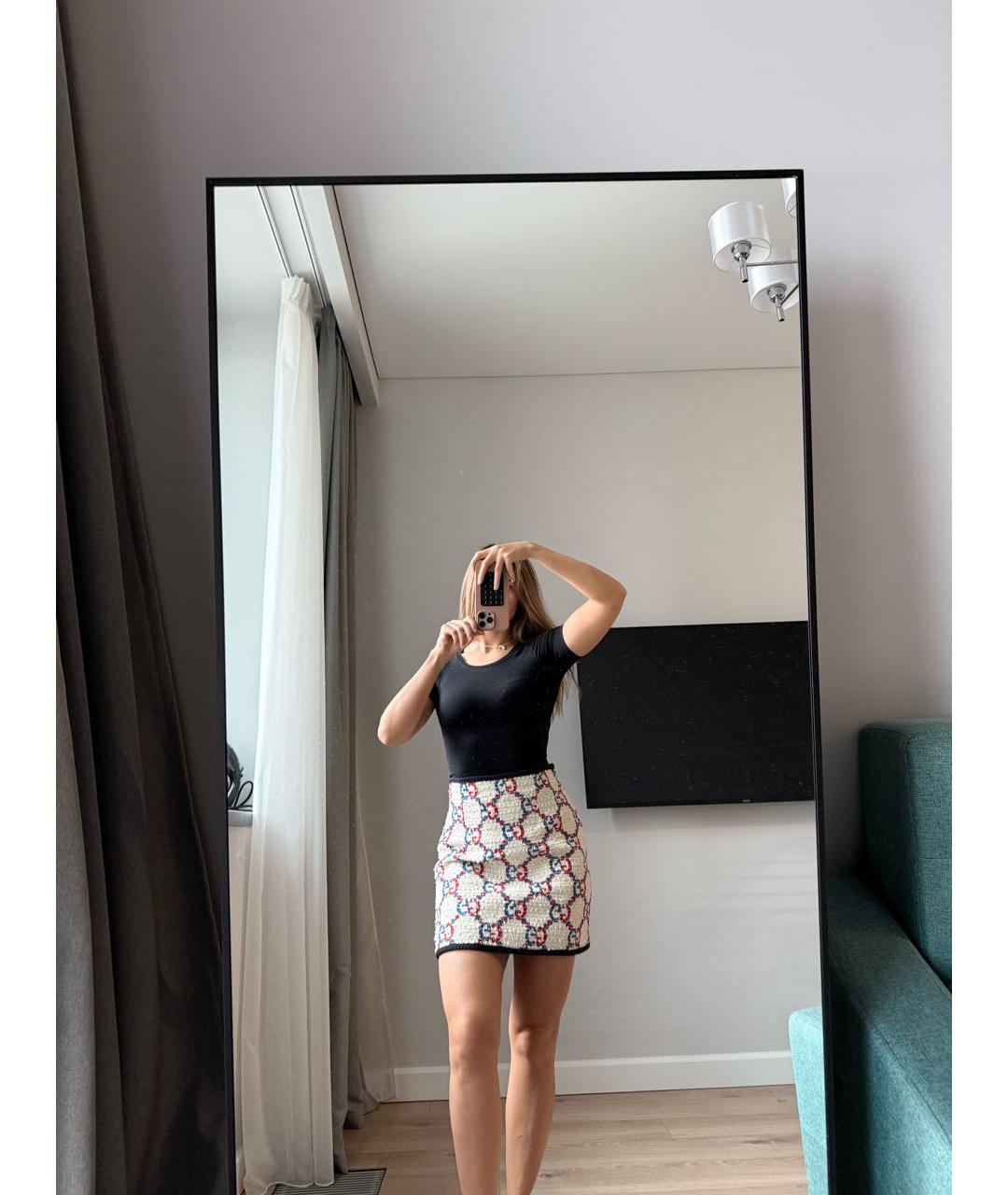 GUCCI Мульти хлопковая юбка мини, фото 4