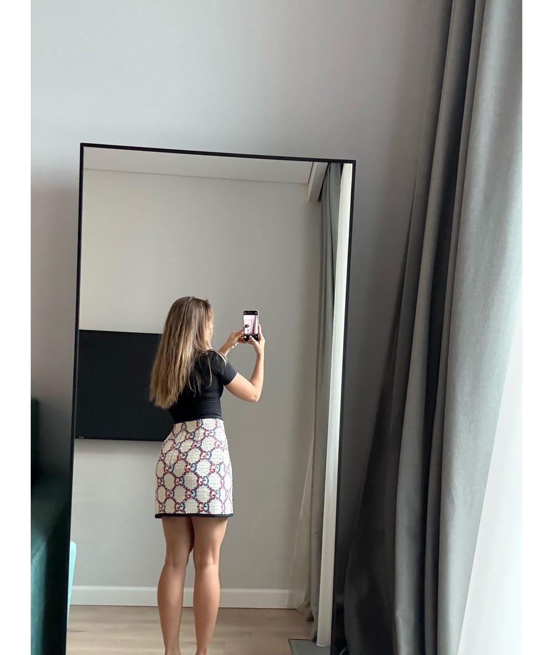 GUCCI Мульти хлопковая юбка мини, фото 5