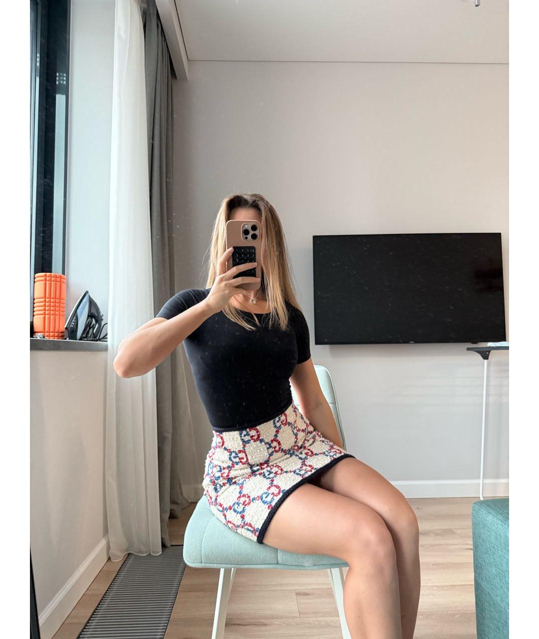 GUCCI Мульти хлопковая юбка мини, фото 7