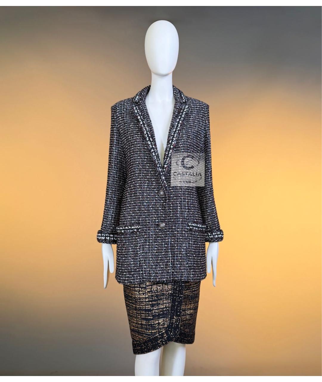 CHANEL Черный твидовый жакет/пиджак, фото 5