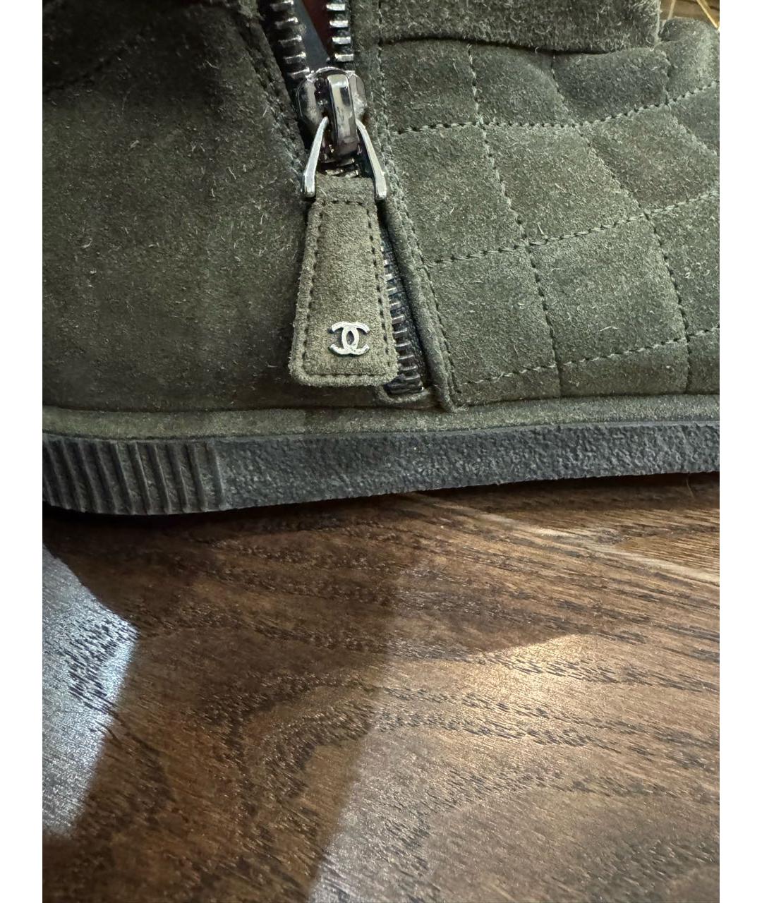 CHANEL Хаки замшевые ботинки, фото 3