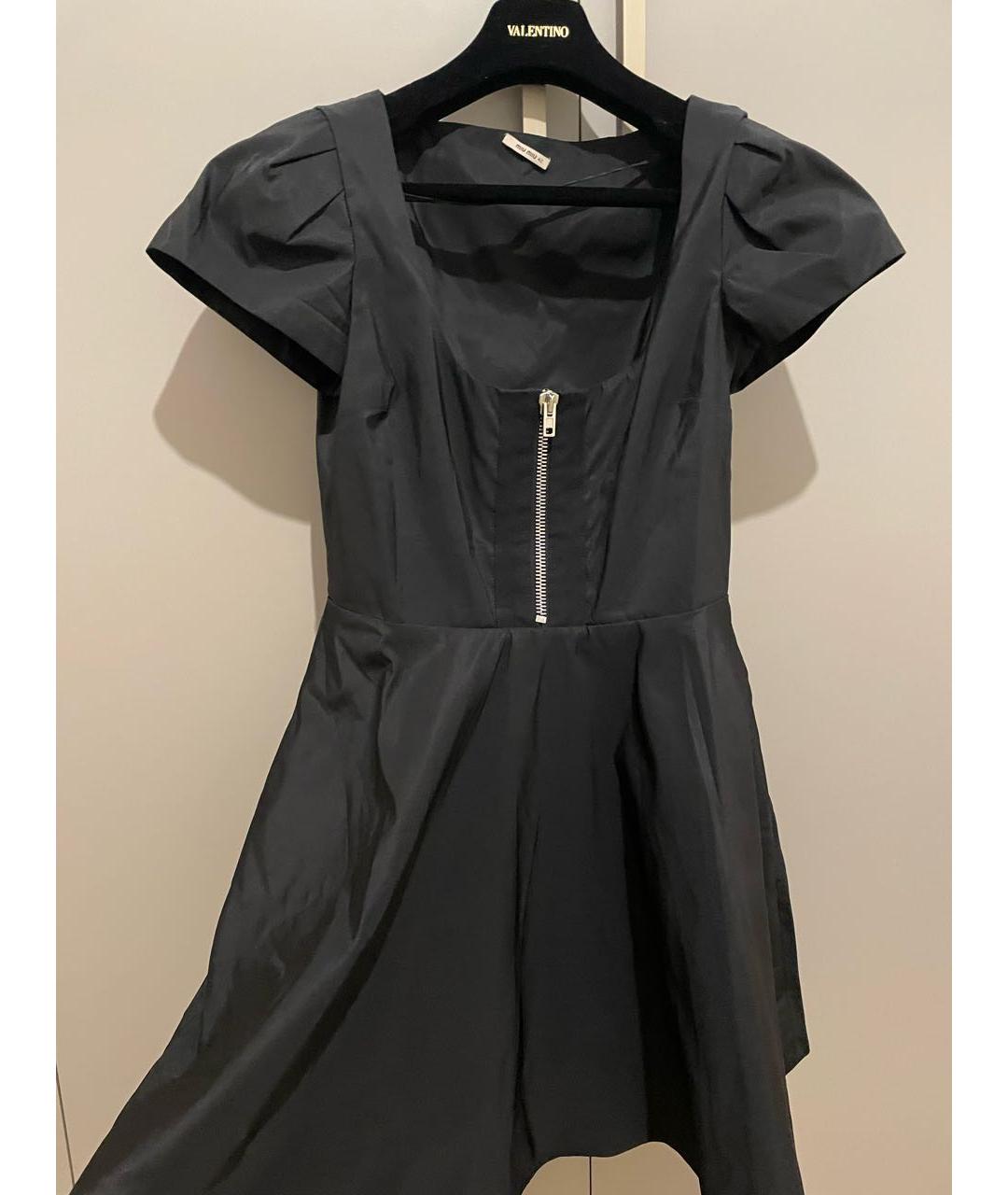 MIU MIU Черное полиэстеровое коктейльное платье, фото 7