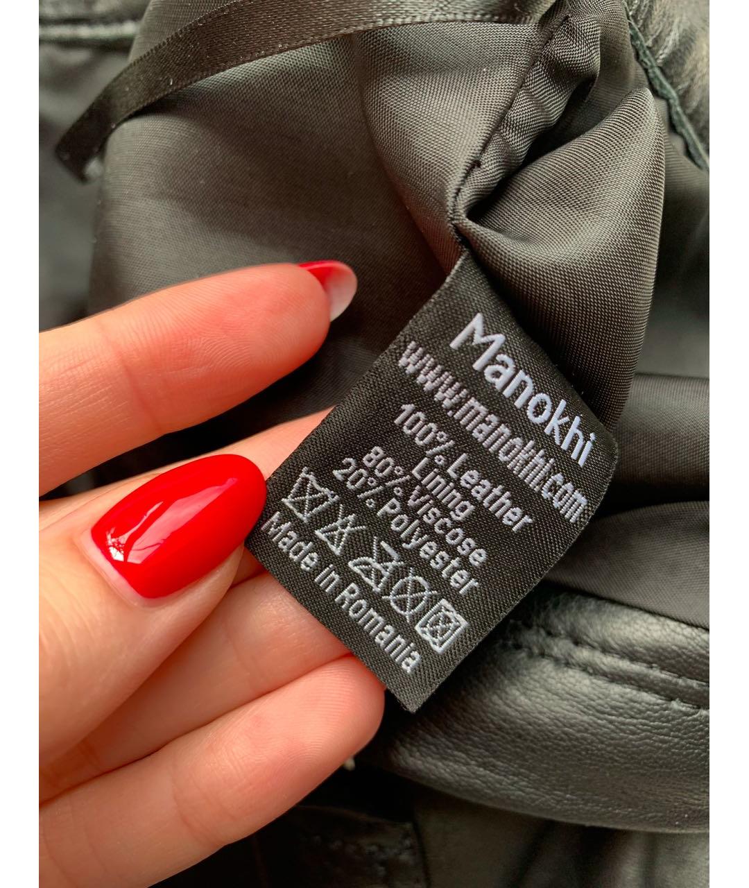 MANOKHI Черная кожаная юбка мини, фото 2