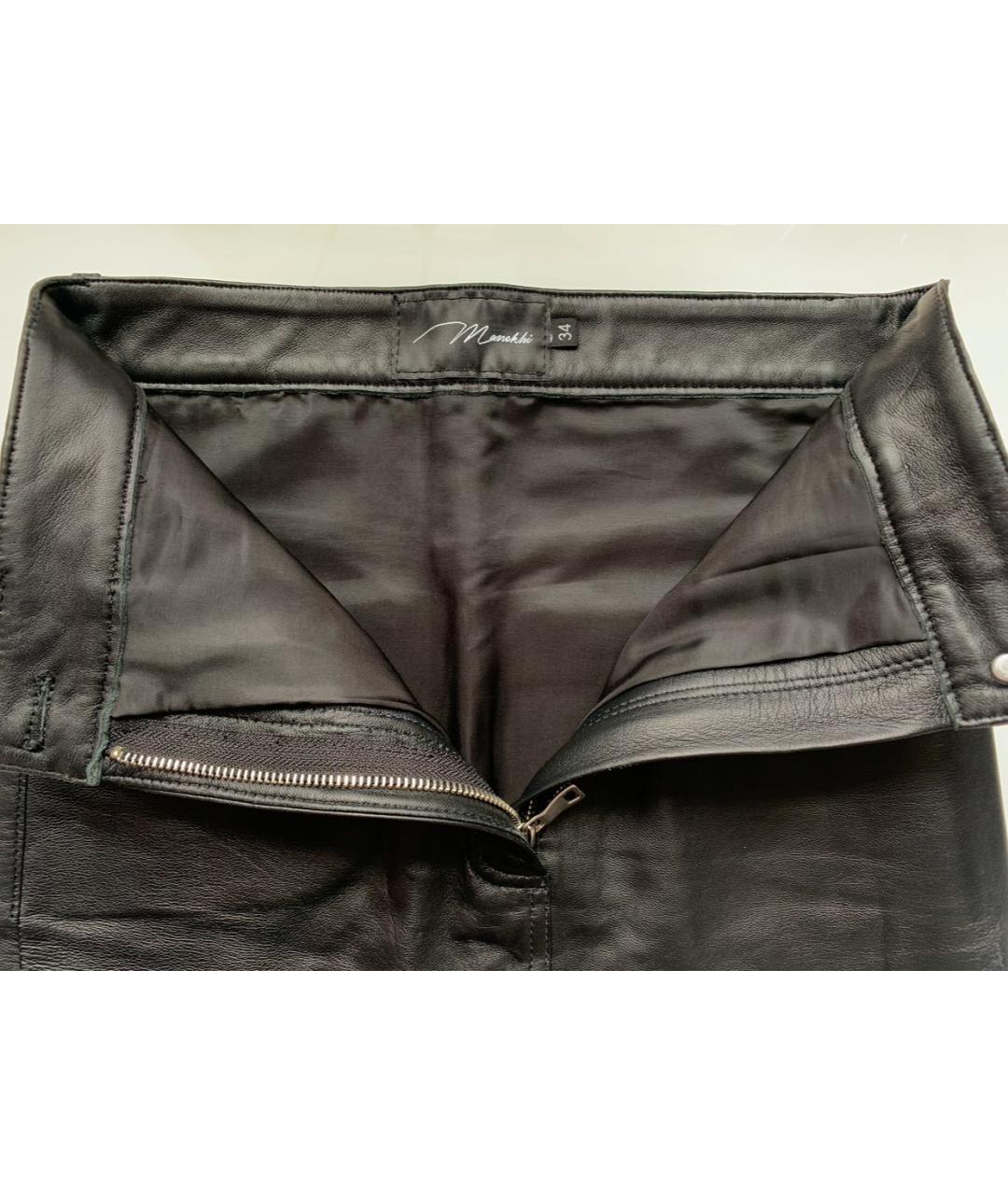 MANOKHI Черная кожаная юбка мини, фото 3