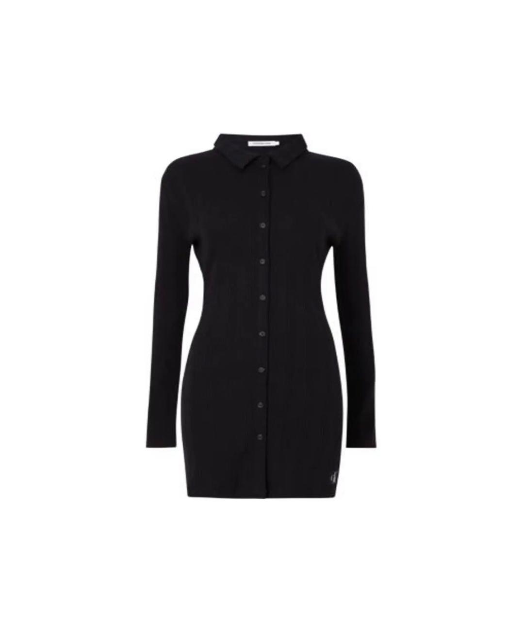 CALVIN KLEIN Черное хлопковое повседневное платье, фото 1