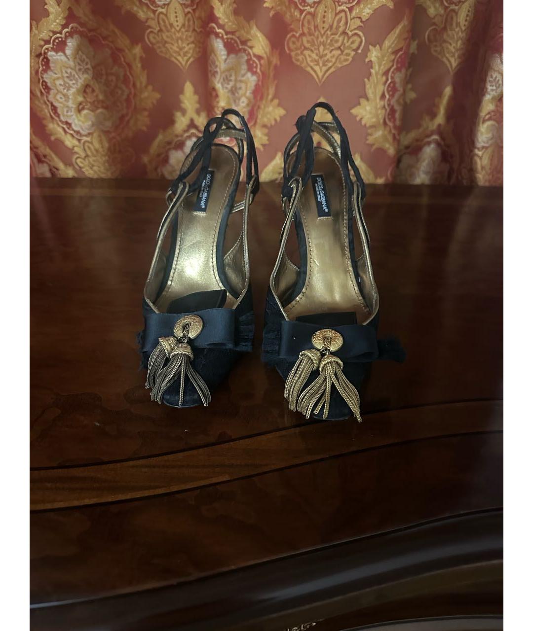 DOLCE&GABBANA Черные текстильные туфли, фото 2