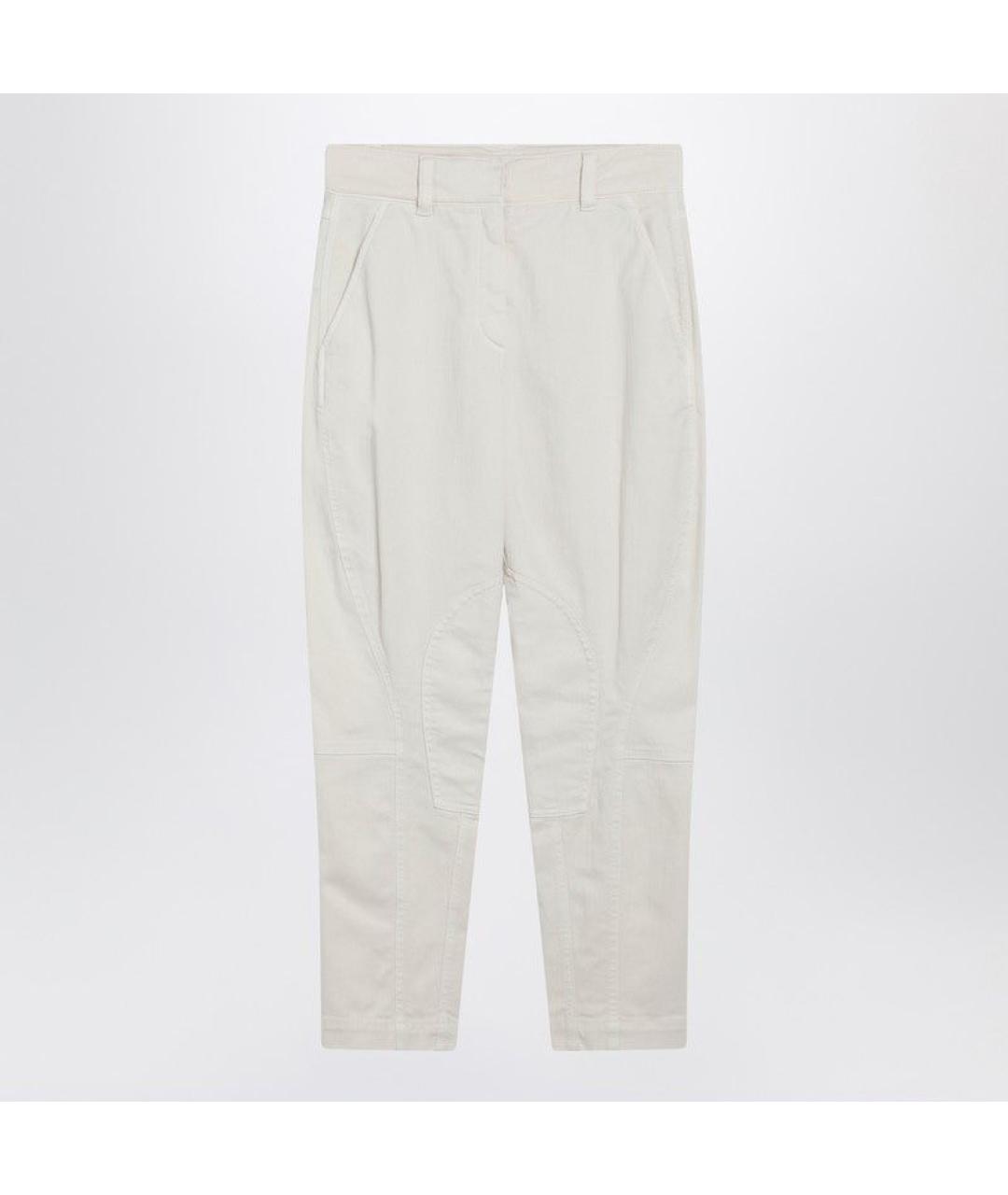 BRUNELLO CUCINELLI Белые хлопковые прямые брюки, фото 3